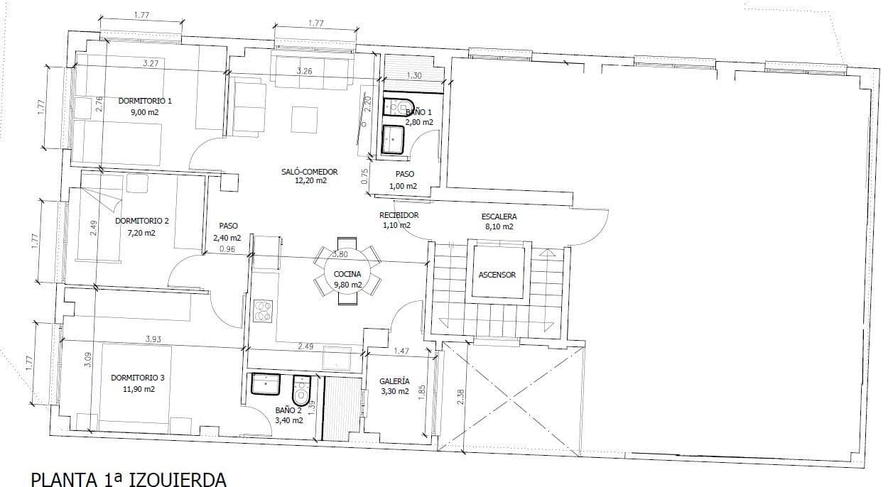 3 Zimmer Wohnung zu verkaufen in Elche / Elx - 215.000 € (Ref: 10059237)