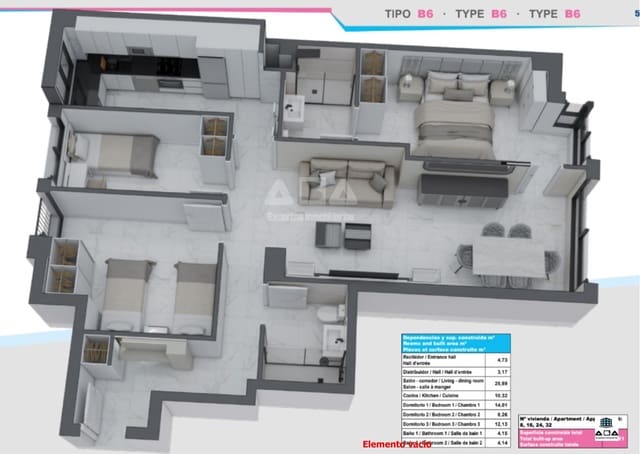 3 makuuhuone Asunto myytävänä paikassa Centro, Castelló de la Plana mukana uima-altaan 
autotalli - 253 685 € (Ref: 9945824)