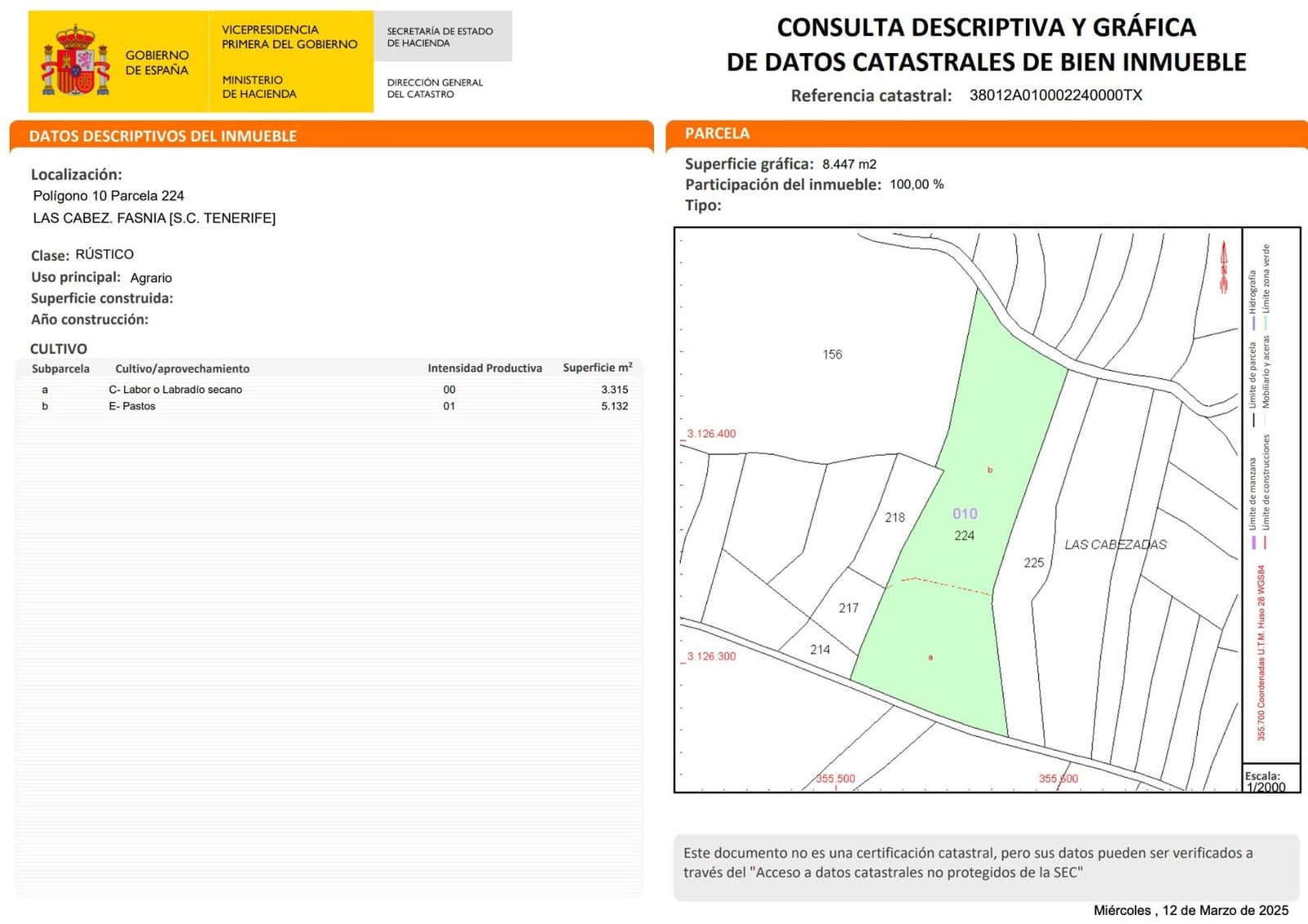 Undeveloped Land for sale in Fasnia - € 32,500 (Ref: 9975783)