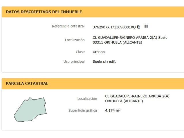 Landgrundstück zu verkaufen in Orihuela - 39.000 € (Ref: 10032238)