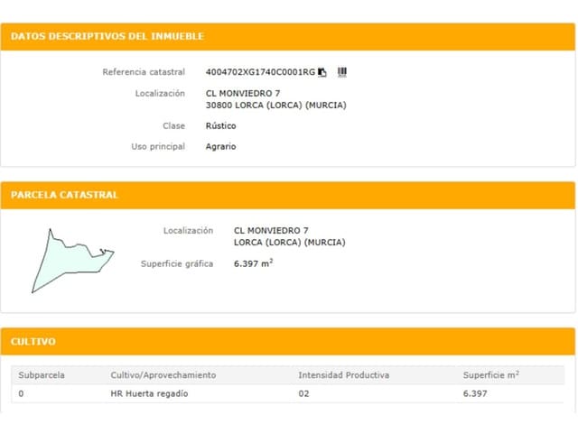 Działka budowlana na sprzedaż w Lorca - 93 700 € (Ref: 10032243)