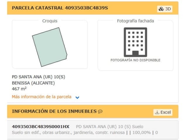 Terreno/Finca Rústica en Benissa en venta - 114.450 € (Ref: 10032253)