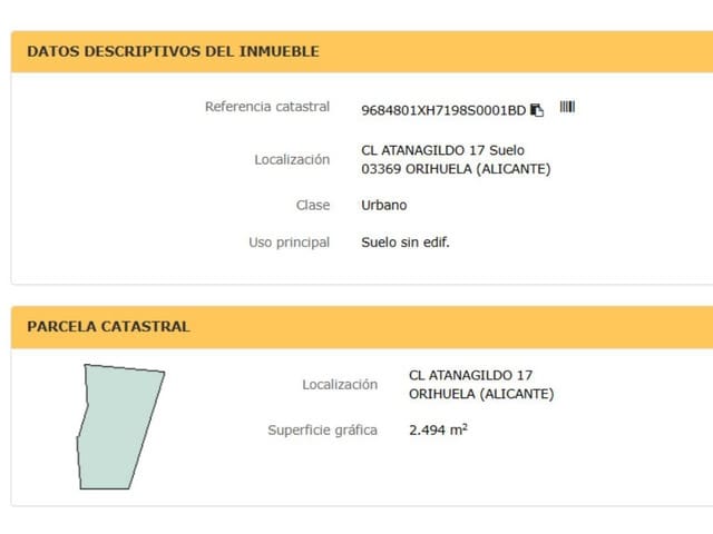 Undeveloped Land for sale in Orihuela - € 89,000 (Ref: 10032255)