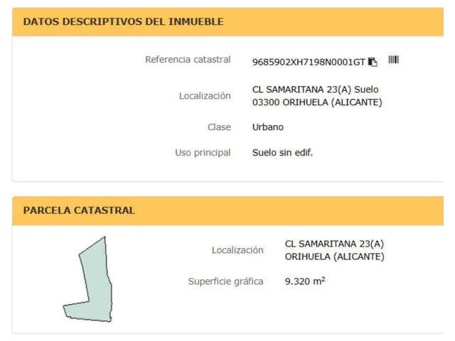 Undeveloped Land for sale in Orihuela - € 89,000 (Ref: 10032255)