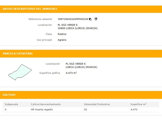 Tontti myytävänä paikassa Lorca - 157 500 € (Ref: 10032281)