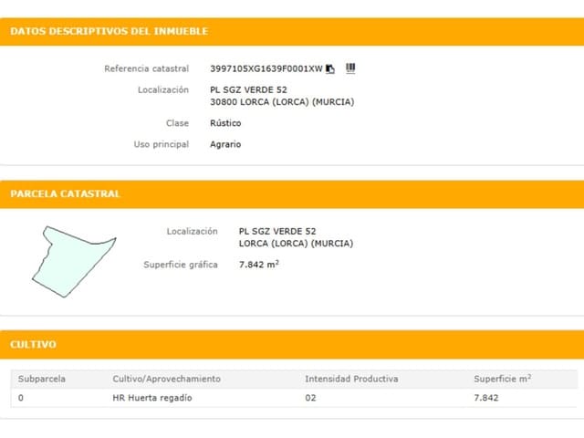 Tontti myytävänä paikassa Lorca - 157 500 € (Ref: 10032281)