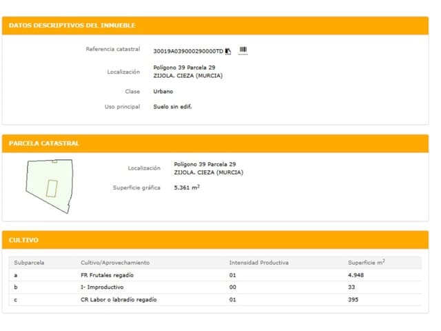 Rakentamaton maa myytävänä paikassa Cieza - 21 205 € (Ref: 10032293)