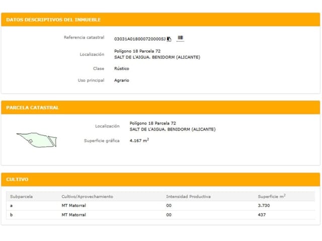 Landgrundstück zu verkaufen in Benidorm - 99.000 € (Ref: 10032294)