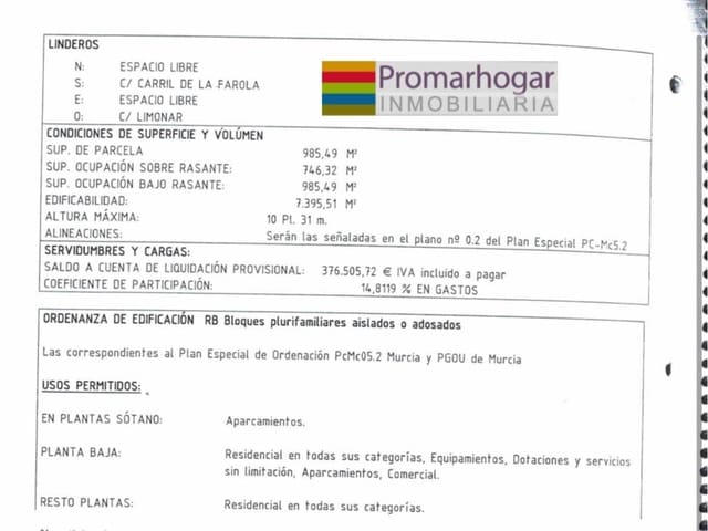 Solar/Parcela en Infante Juan Manuel, Murcia ciudad en venta - 4.100.000 € (Ref: 10032329)