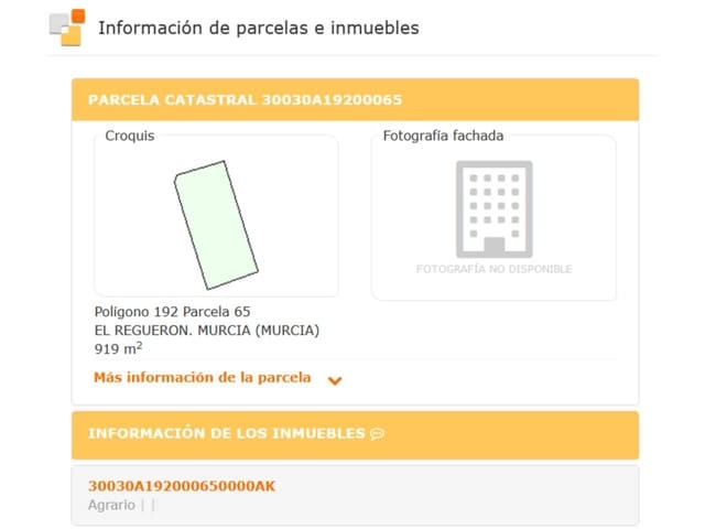 Terreno/Finca Rústica en Murcia ciudad en venta - 39.500 € (Ref: 10032357)