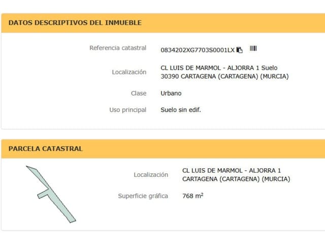 Ubebygd land til salgs i La Aljorra, Cartagena - € 64 260 (Ref: 10061101)
