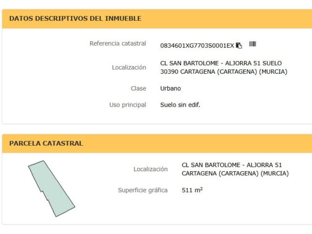 Ubebygd land til salgs i La Aljorra, Cartagena - € 64 260 (Ref: 10061101)
