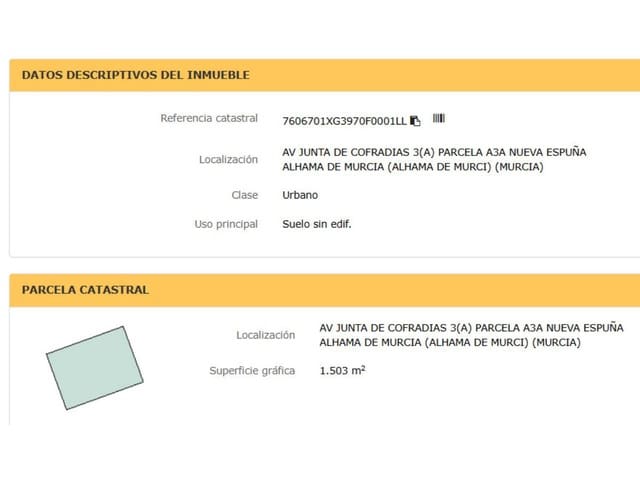 Byggetomt til salgs i Alhama de Murcia - € 828 000 (Ref: 10066944)
