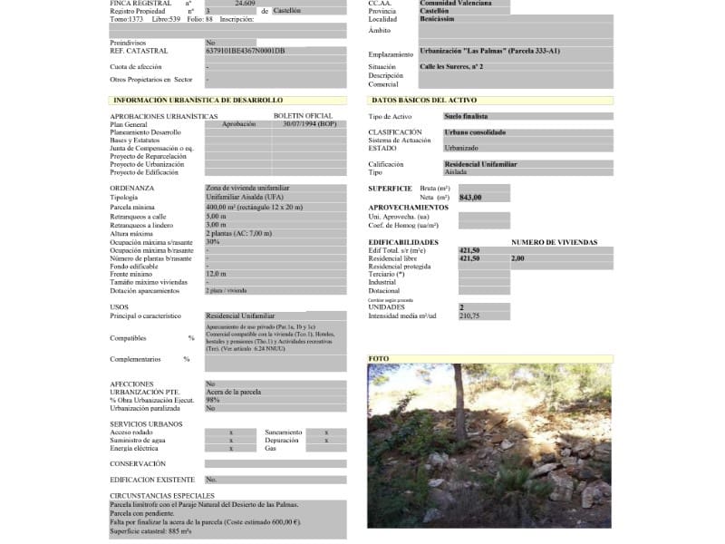 Byggetomt til salgs i Benicassim - € 120 000 (Ref: 9980613)