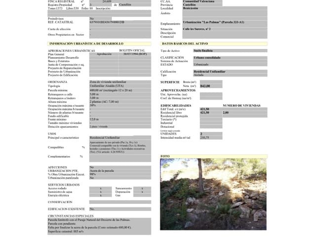 Area Edificabile in vendita in Benicàssim - 120.000 € (Rif: 9980613)