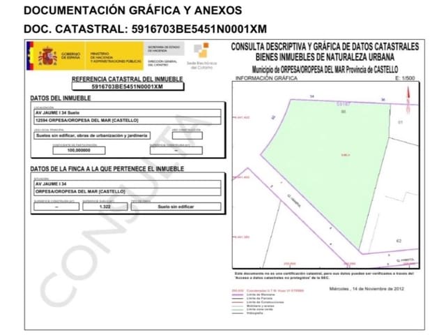 Area Edificabile in vendita in Oropesa  - 780.000 € (Rif: 9980614)