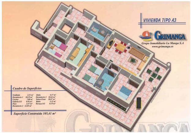 3 slaapkamer Flat te koop in La Manga del Mar Menor met zwembad garage - € 375.000 (Ref: 10011788)