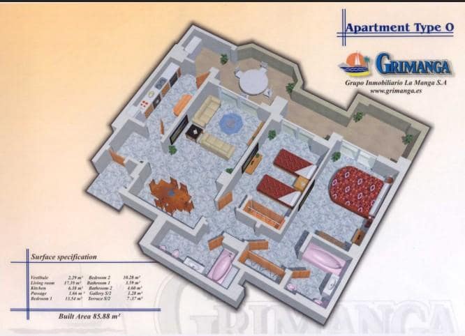 2 bedroom Flat for sale in La Manga del Mar Menor with pool garage - € 185,000 (Ref: 10161951)
