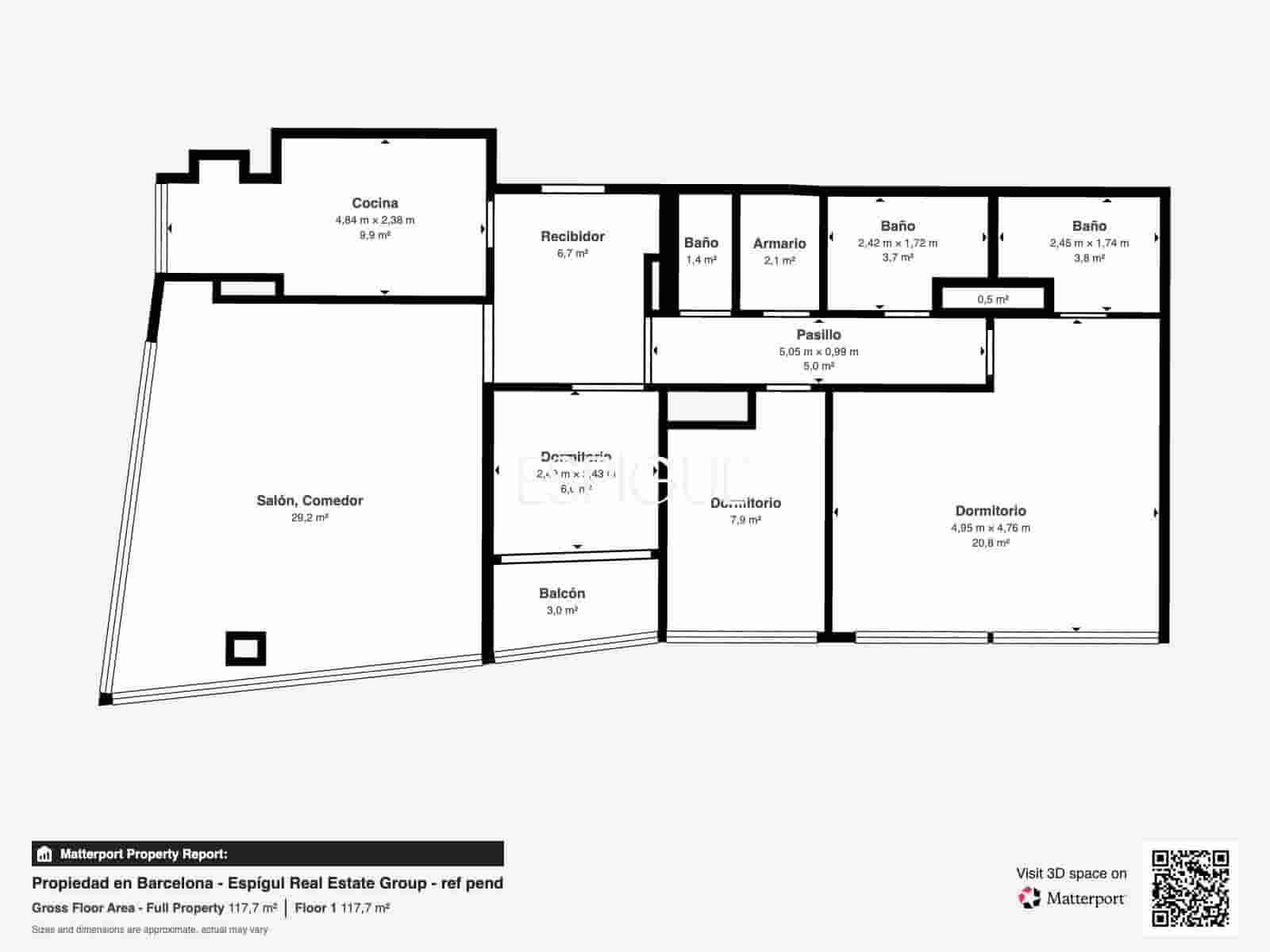 Piso de 3 habitaciones en Barcelona ciudad en venta con garaje - 1.050.000 € (Ref: 10016435)