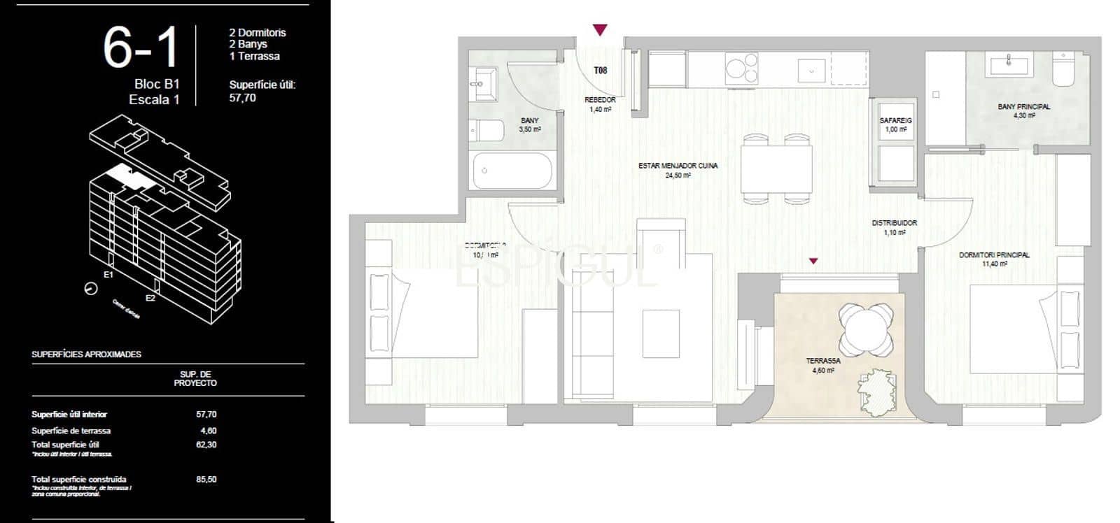 2 bedroom Flat for sale in Barcelona city with pool - € 545,000 (Ref: 10016438)