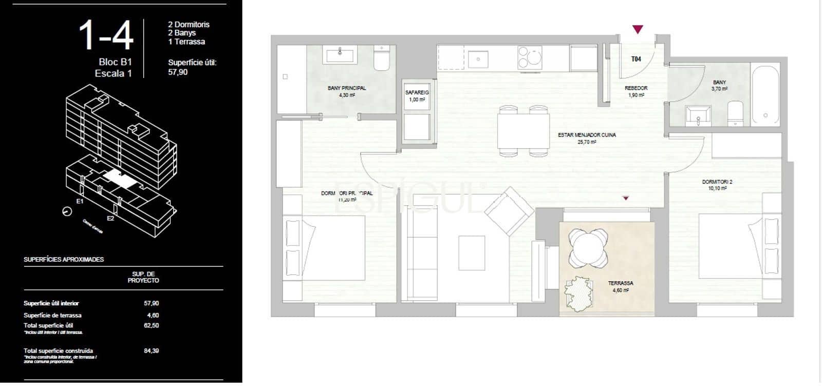 2 sypialnia Mieszkanie na sprzedaż w Miasto Barcelona z basenem - 460 000 € (Ref: 10016439)