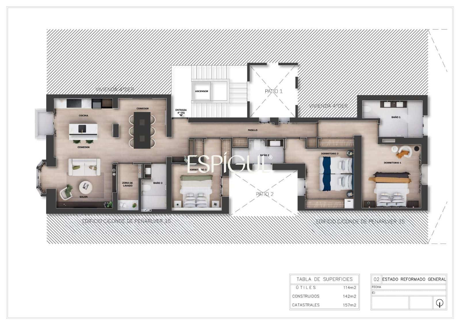 3 soveværelse Lejlighed til salg i Madrid by - € 2.199.000 (Ref: 10016285)