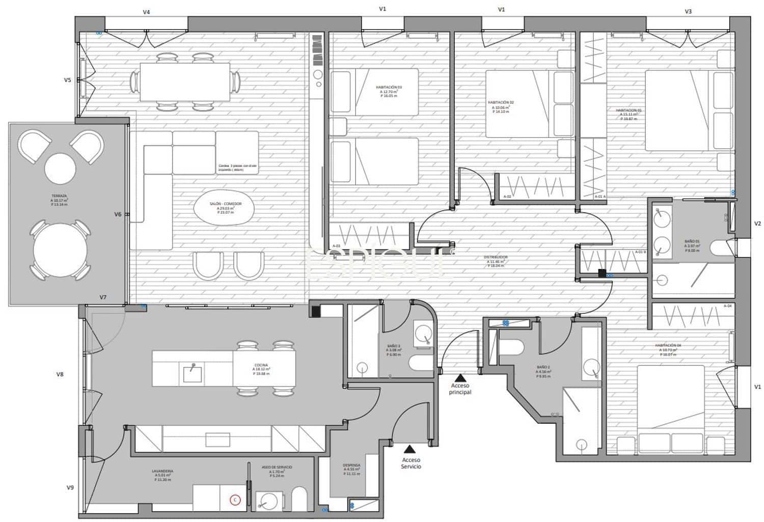 4 sovrum Lägenhet till salu i Madrid stad med pool garage - 1 399 000 € (Ref: 10121063)