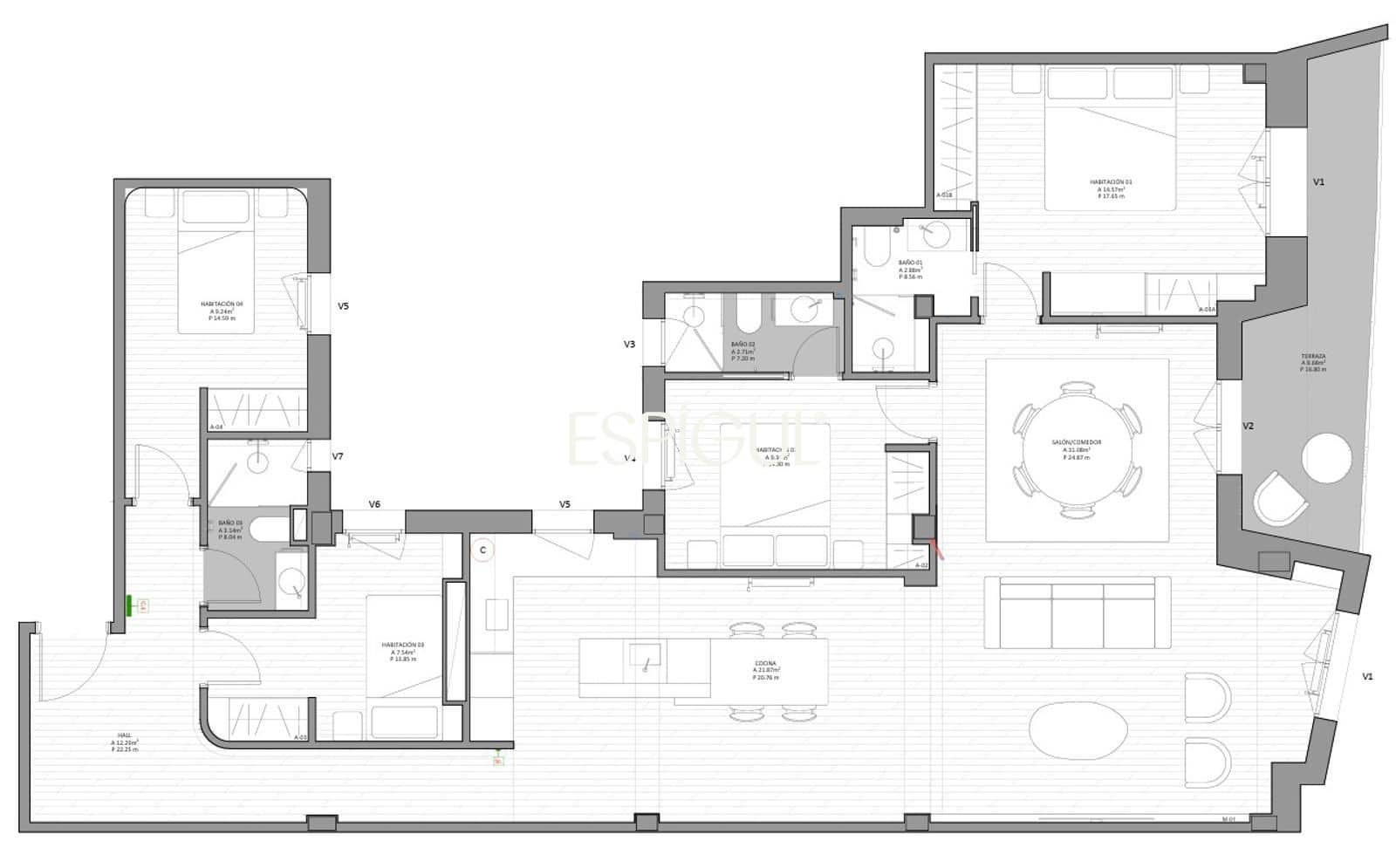 4 chambre Appartement à vendre à Madrid ville - 1 470 000 € (Ref: 10158332)