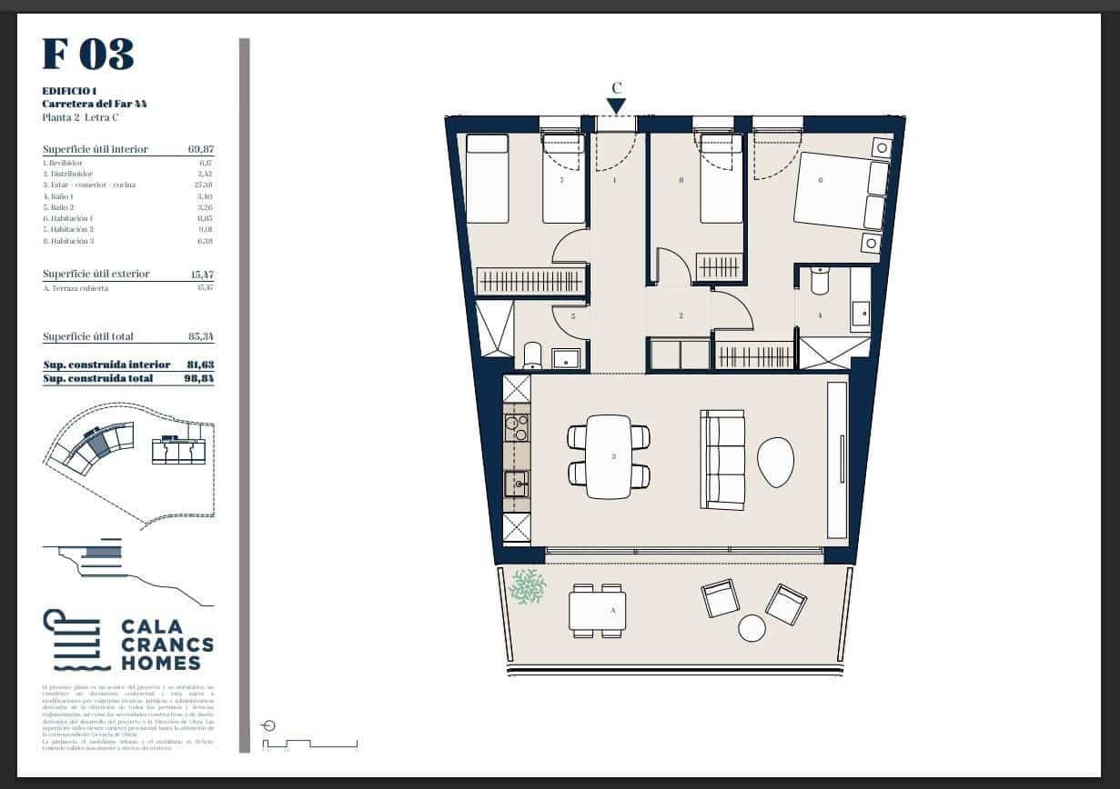 3 sovrum Lägenhet till salu i Salou med pool - 485 000 € (Ref: 10091301)