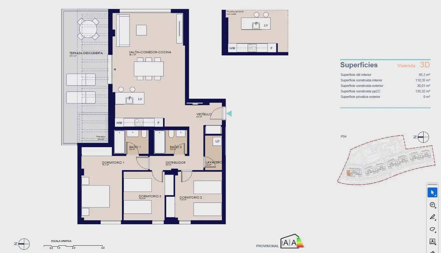 3 slaapkamer Penthouse te koop in El Vergel / Verger met zwembad garage - € 515.000 (Ref: 10086487)
