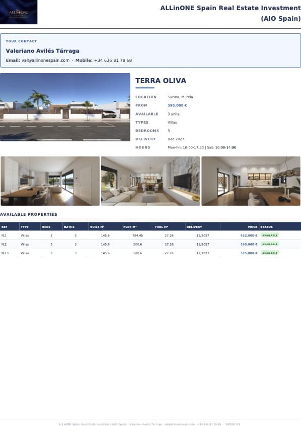 3 bedroom Villa for sale in Sucina with pool garage - € 652,000 (Ref: 10158409)