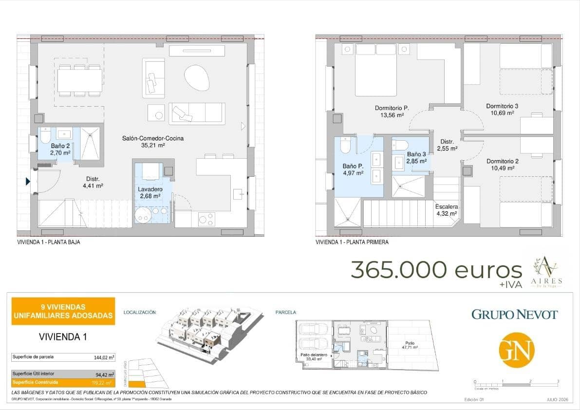 3 soverom Kjedet enebolig til salgs i Cullar Vega - € 365 000 (Ref: 10171990)