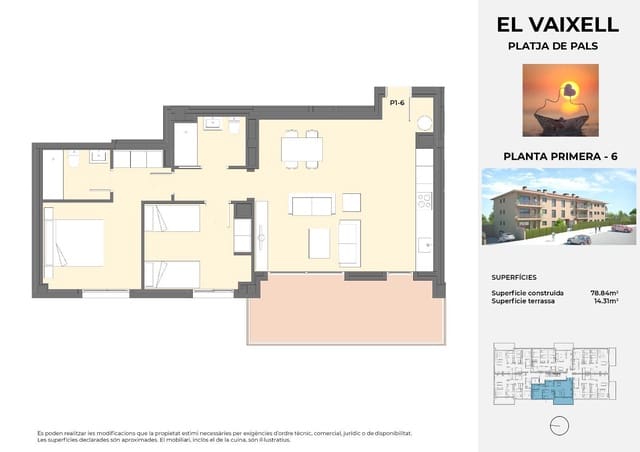 3 soveværelse Lejlighed til salg i Pals med swimmingpool garage - € 335.000 (Ref: 8600453)