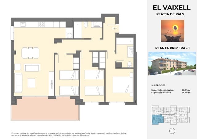 3 chambre Appartement à vendre à Pals avec piscine garage - 350 000 € (Ref: 8600453)