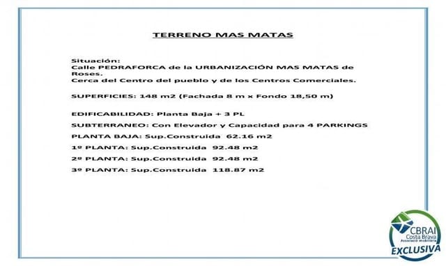 Terreno para Construção para venda em Roses - 140 000 € (Ref: 8403349)