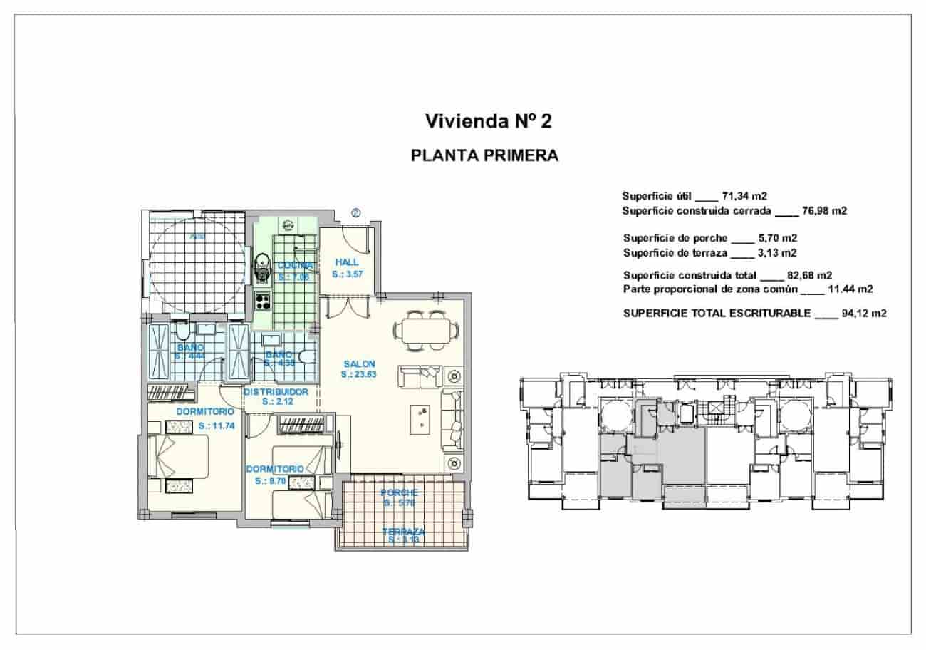 2 bedroom Apartment for sale in El Penoncillo with pool - € 297,000 (Ref: 9436627)
