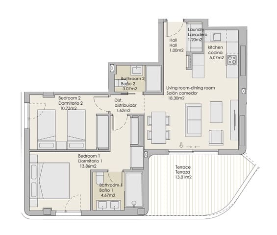 2 soveværelse Lejlighed til salg i Torre del Mar, Vélez-Málaga med swimmingpool - € 330.000 (Ref: 8594929)