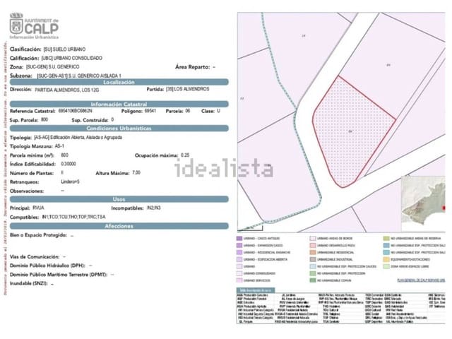 Area Edificabile in vendita in Cometa - Carrió, Calpe / Calp - 305.000 € (Rif: 9618857)