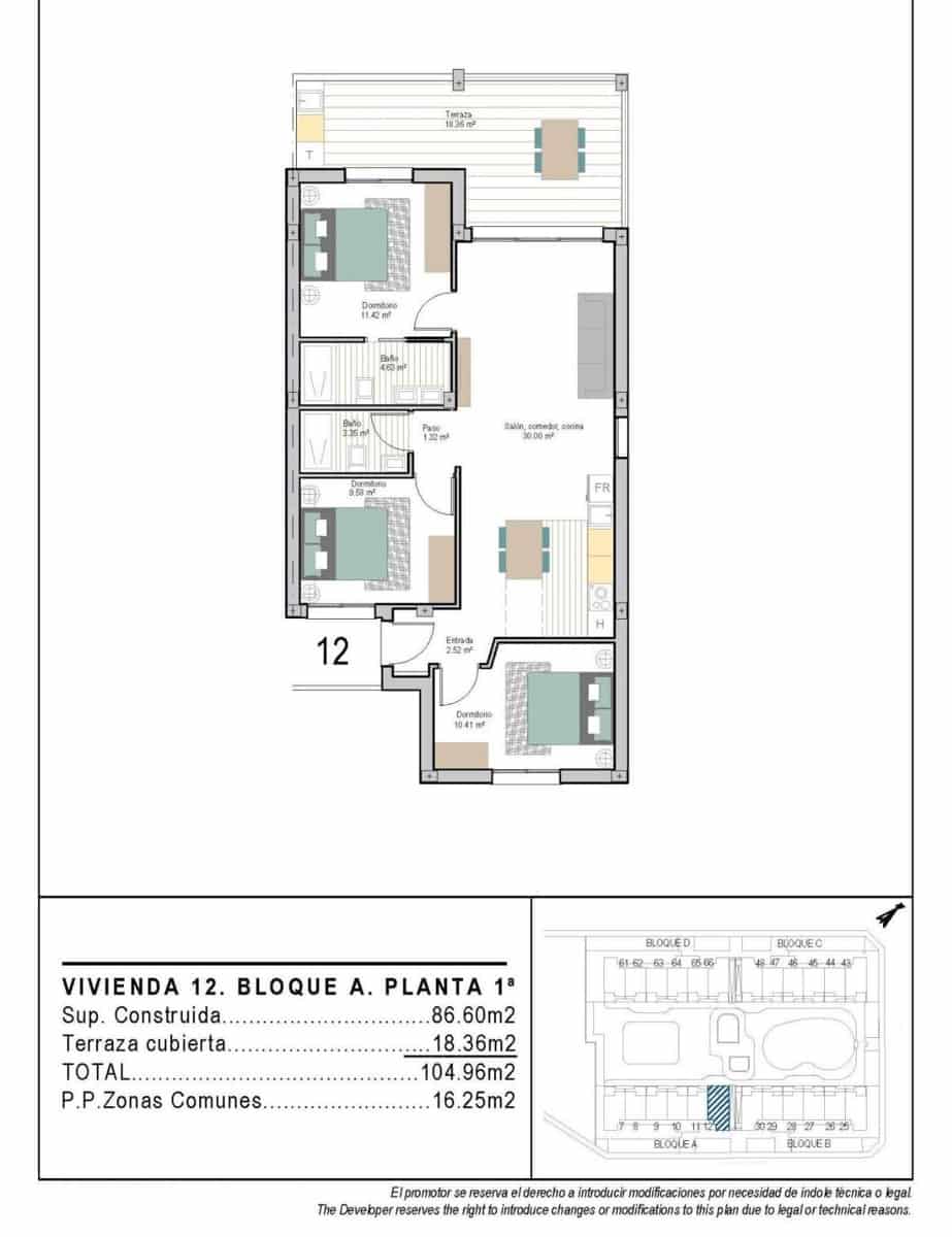 3 soveværelse Lejlighed til salg i San Cayetano - € 246.900 (Ref: 9832564)