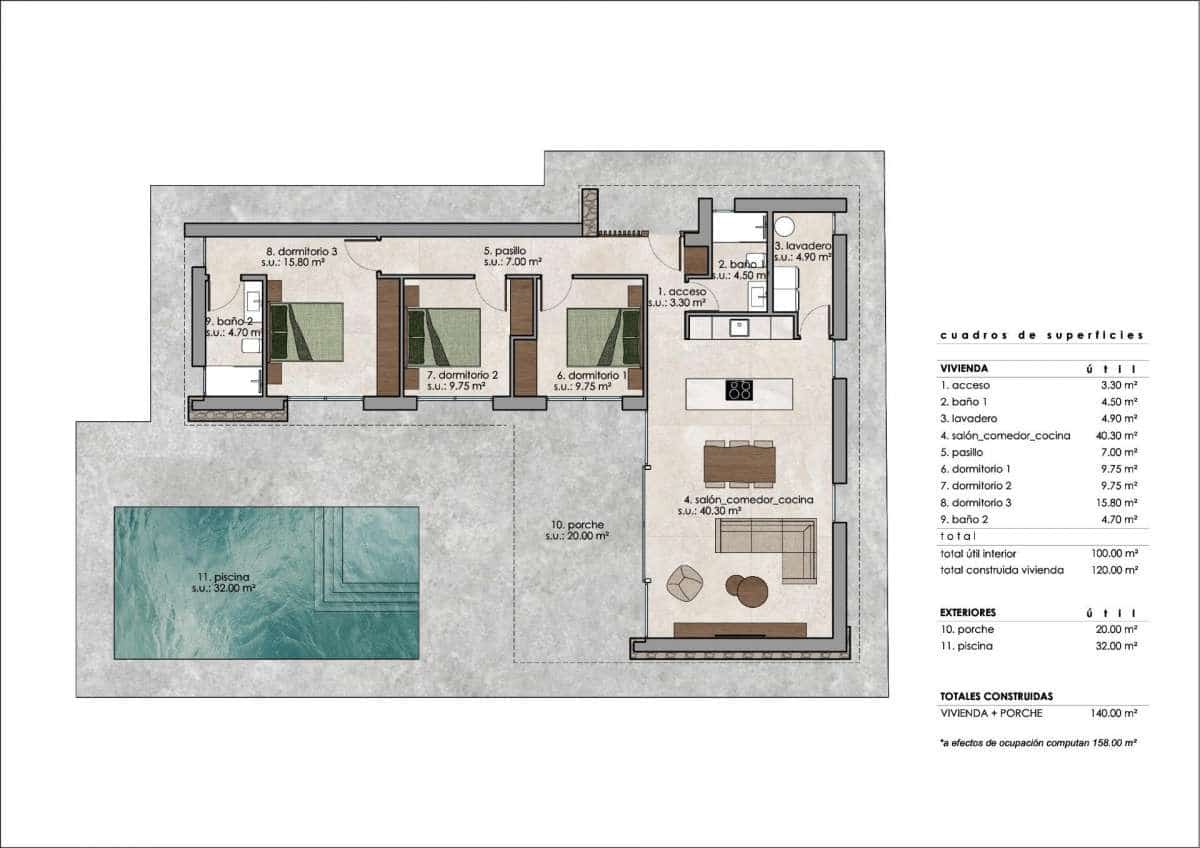 3 bedroom Villa for sale in Lel with pool garage - € 402,000 (Ref: 9832620)
