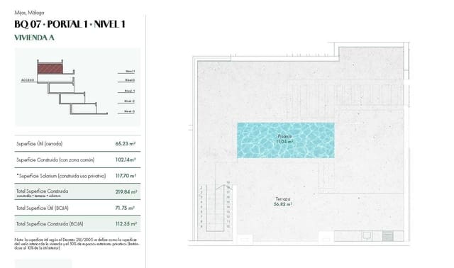 Ático de 2 habitaciones en La Cala de Mijas, Mijas en venta con piscina garaje - 795.000 € (Ref: 10112651)