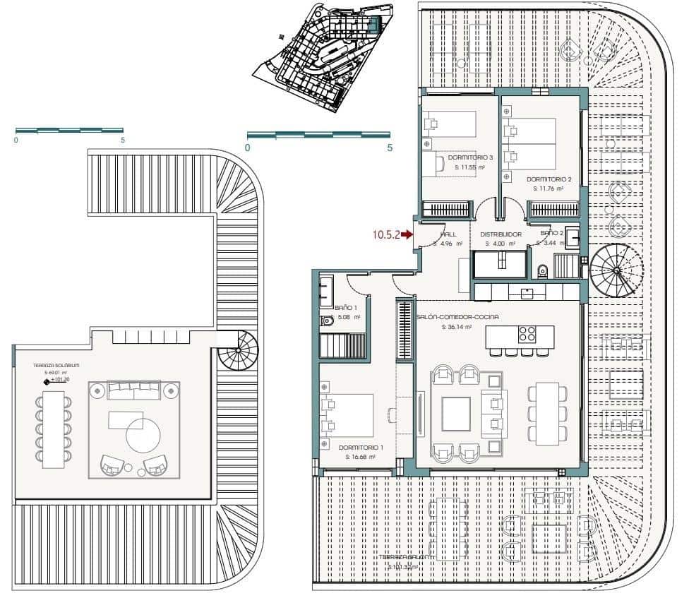 3 soverom Penthouse til salgs i Estepona med svømmebasseng garasje - € 1 195 000 (Ref: 10112764)