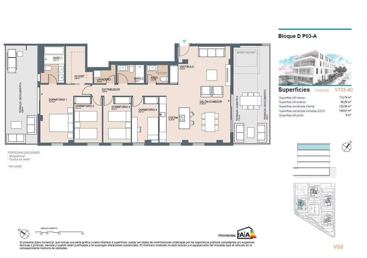 4 bedroom Penthouse for sale in Benicassim with pool garage - € 836,000 (Ref: 10112774)
