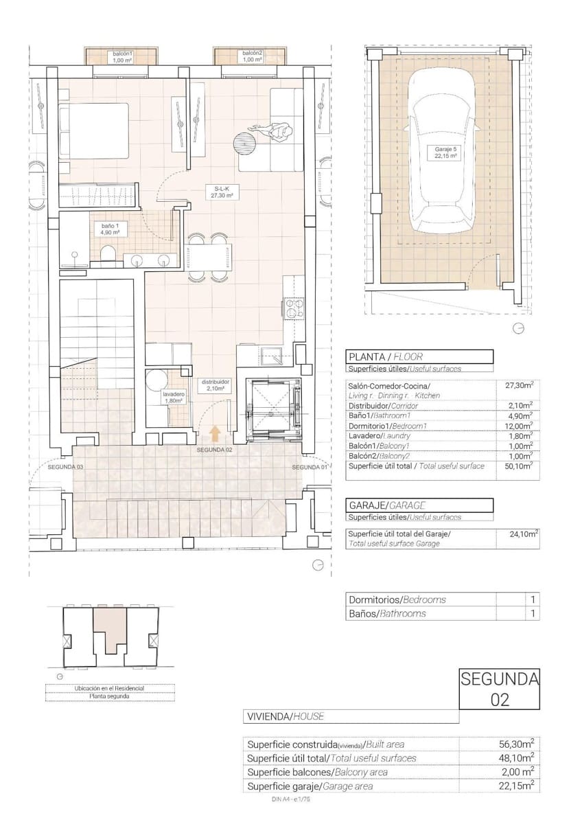 1 camera da letto Appartamento in vendita in Hondon de las Nieves con garage - 175.000 € (Rif: 10133777)