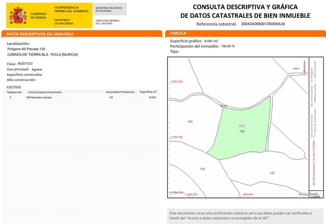 Grond te koop in Raspay, Yecla - € 17.000 (Ref: 8662209)