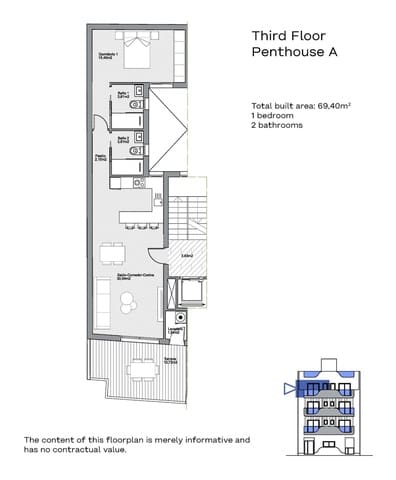 1 slaapkamer Penthouse te koop in Centro - Muelle Pesquero, Torrevieja met zwembad - € 272.000 (Ref: 9231047)