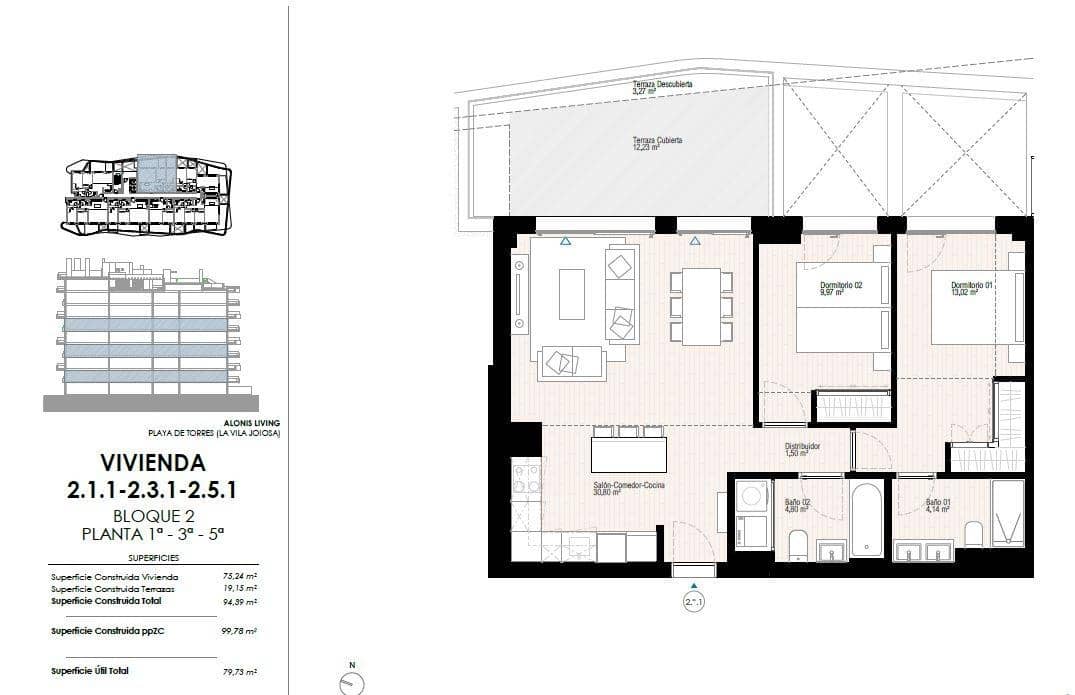 Apartamento de 2 habitaciones en La Villajoyosa / Vila Joiosa en venta con piscina - 376.000 € (Ref: 9637489)