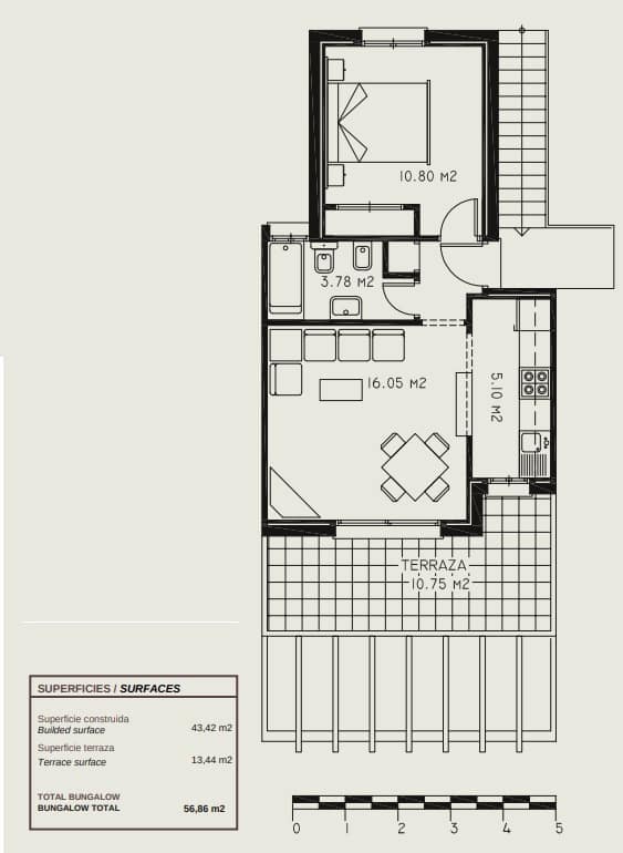 1 makuuhuone Bungalow myytävänä paikassa Calpe / Calp mukana uima-altaan 
autotalli - 175 000 € (Ref: 7687515)