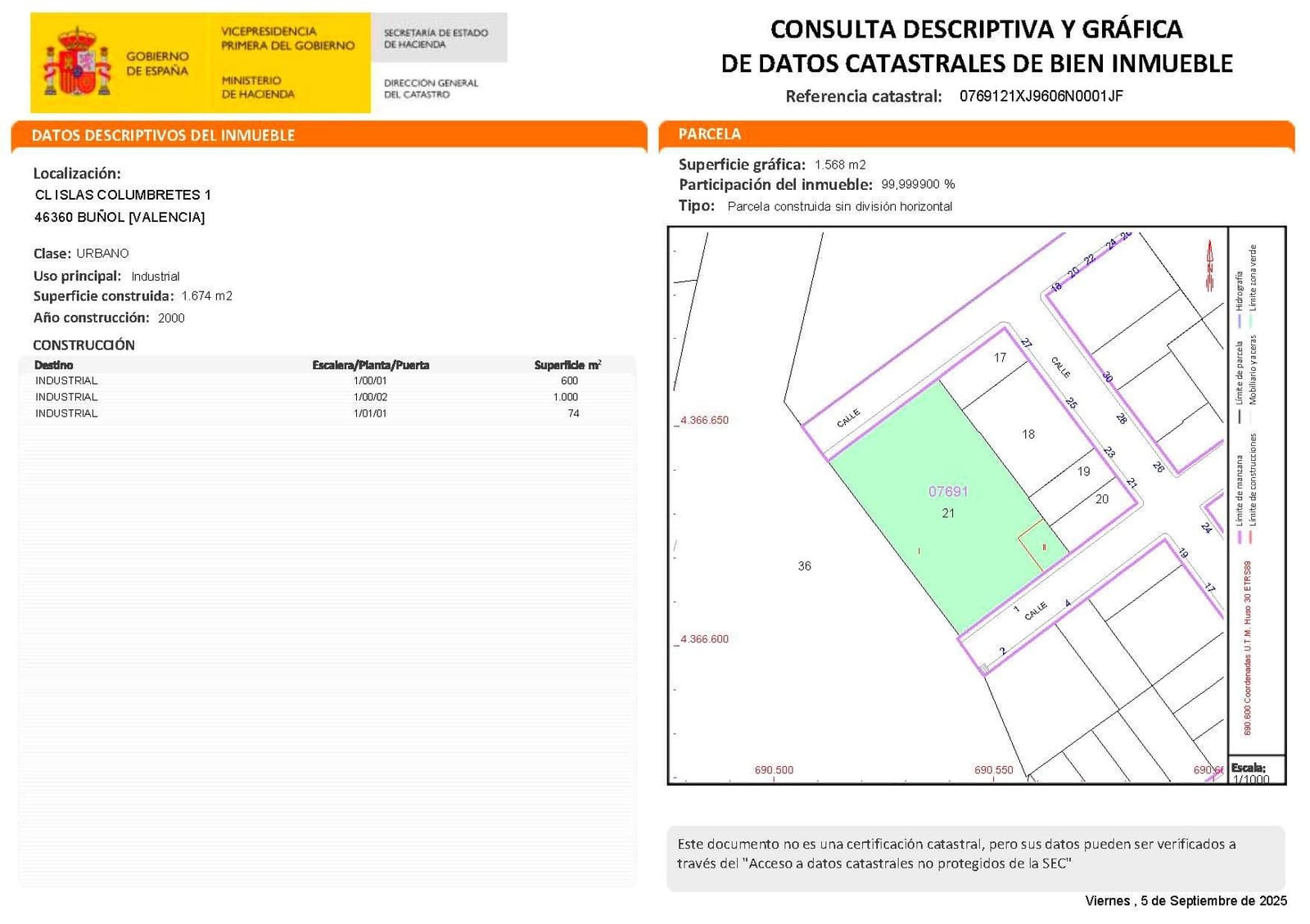 1 camera da letto Azienda da affittare in Bunol - 1.600 € (Rif: 9204409)