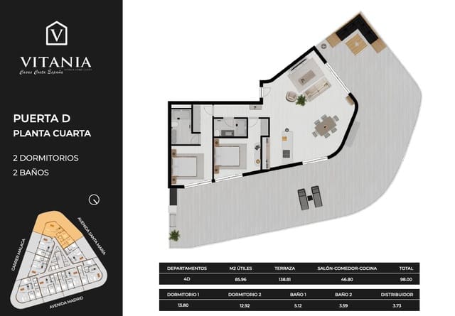 2 sypialnia Apartament na sprzedaż w Calpe / Calp z basenem - 828 835 € (Ref: 8936006)